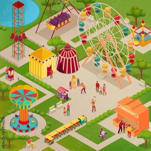 Circus Amusement Park Isometric Illustration