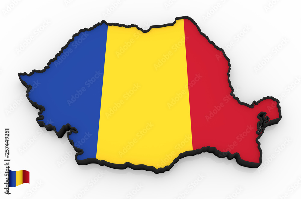 Obraz premium Romania high detailed 3D map