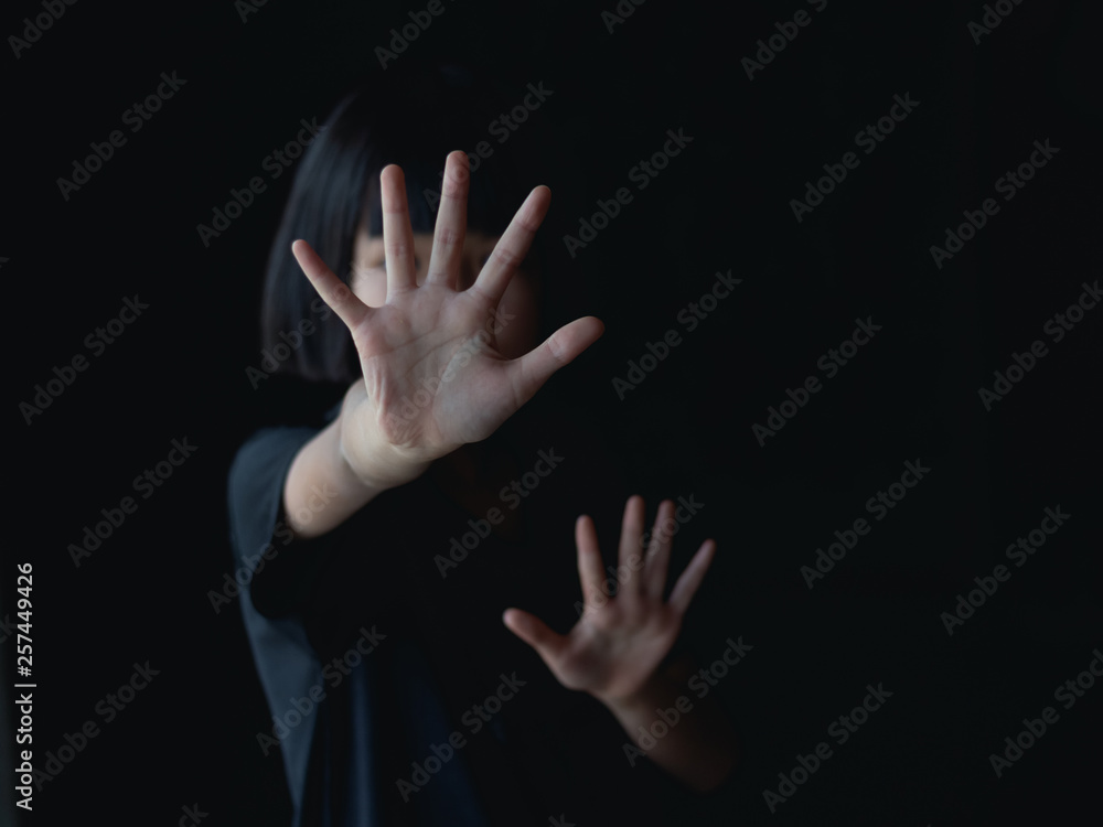 Fototapeta premium Stop violence and abused children, traumatized children concept.