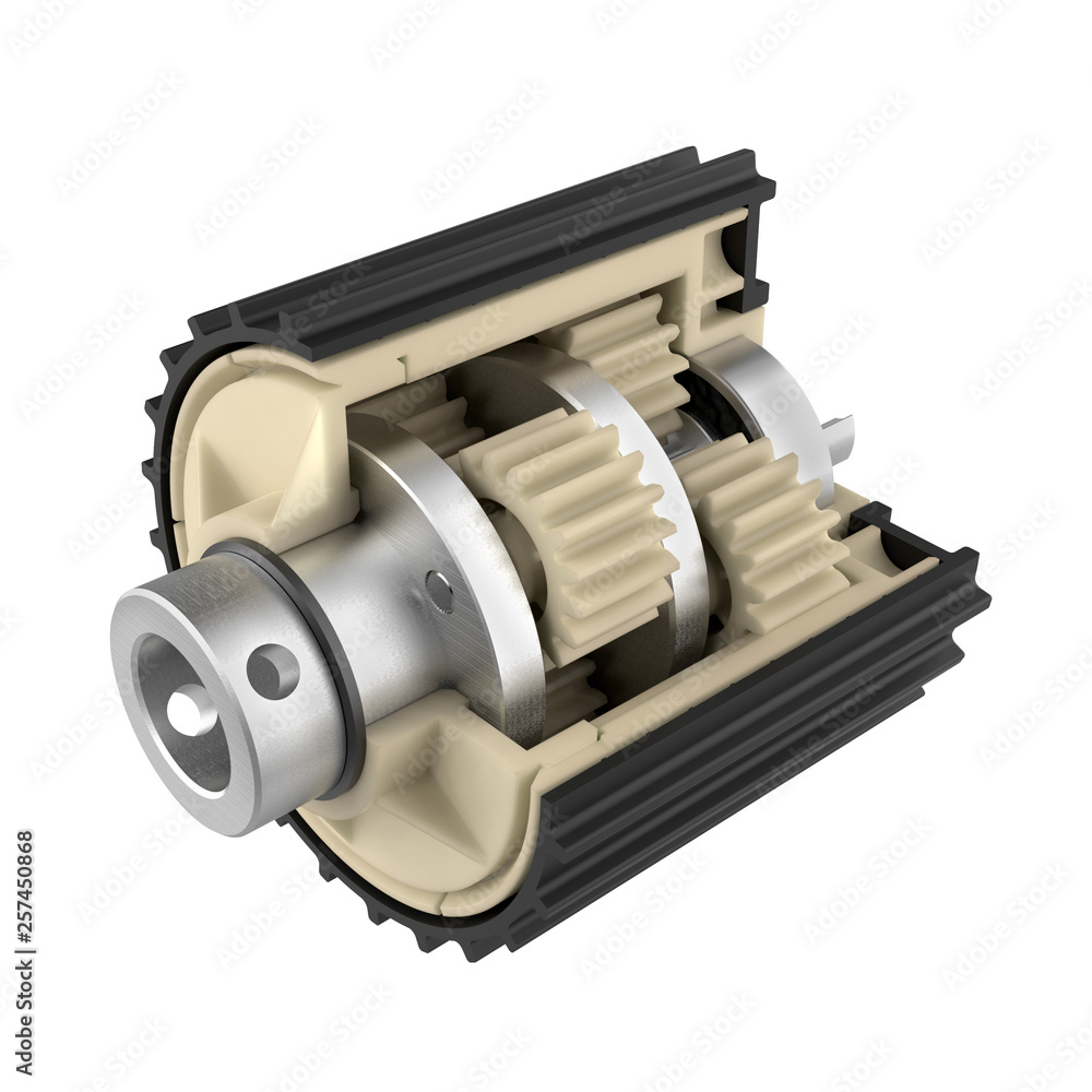 The reducer of the planetary gear in the cut. Educational aid about the device of mechanization. Plastic gears. 3D rendering. The reducer of the planetary gear in the cut. Educational aid about the device of mechanization. Plastic gears. 3D rendering.