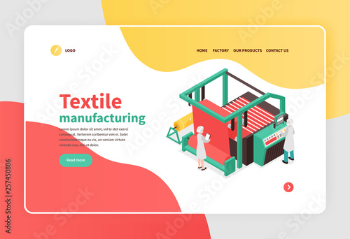Textile Factory Isometric Banner
