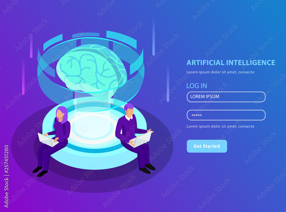 Artificial Intelligence Isometric Background Artificial Intelligence Isometric Background