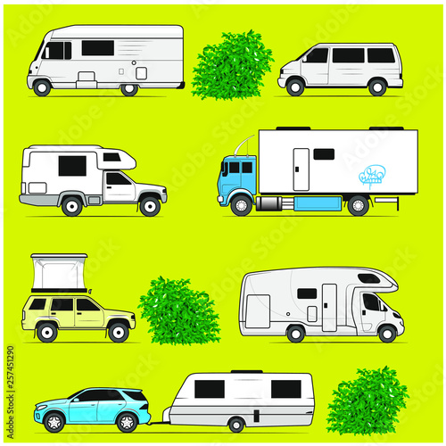 Vector set of camper cars
