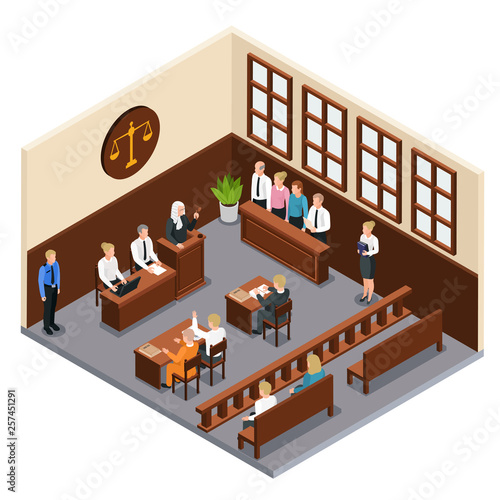 Law Justice Isometric Composition 