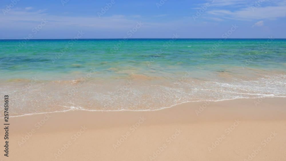 Tropical beach shoreline with golden sandy beach and clear blue water Tropical beach shoreline with golden sandy beach and clear blue water