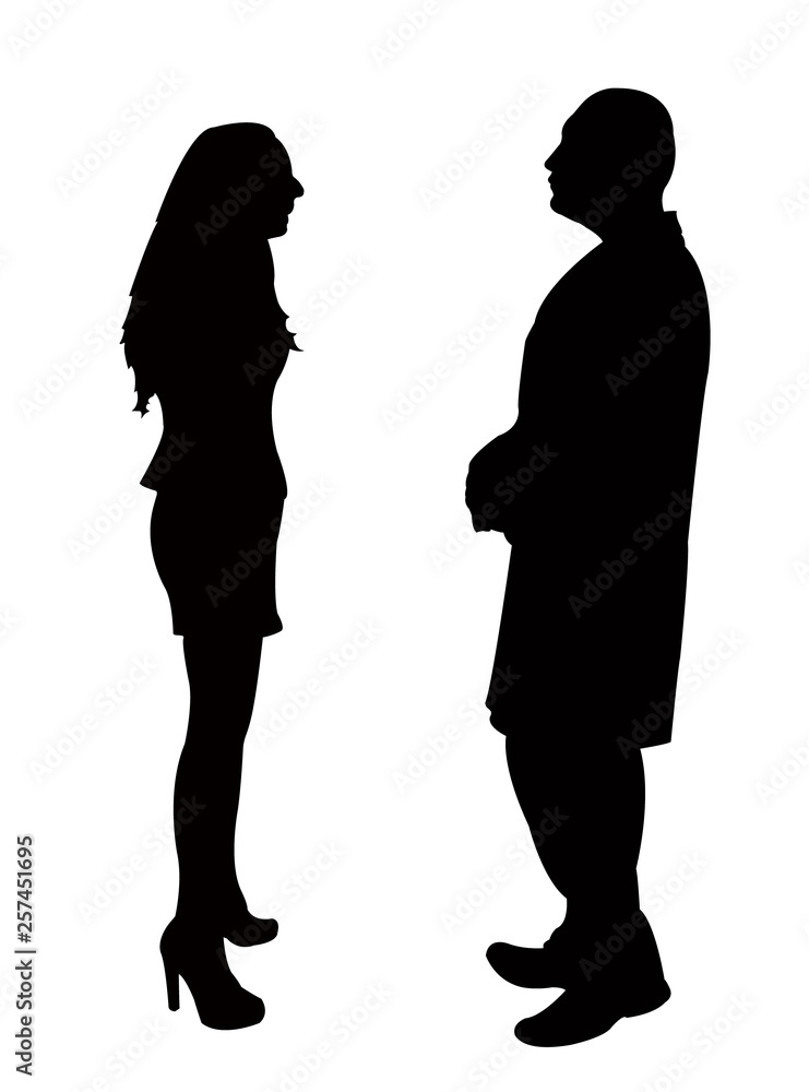 a couple making chat, silhouette vector