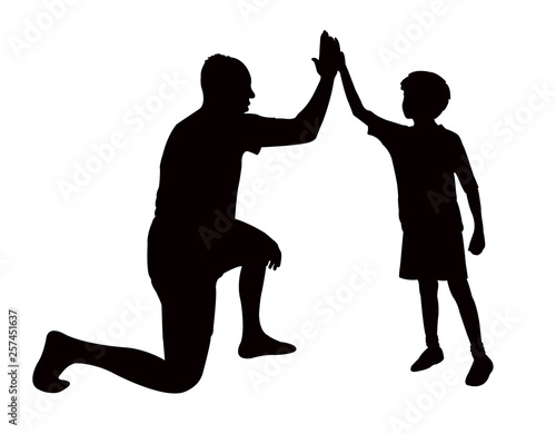 father playing with his daughter, silhouette vector