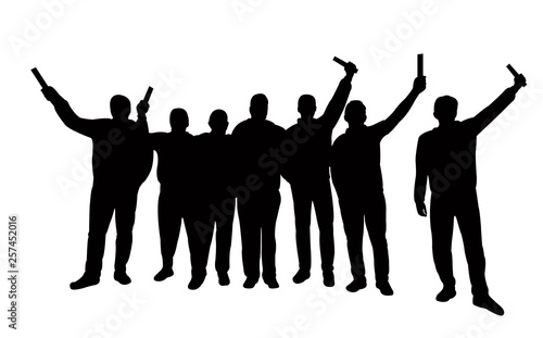 men together, silhouette vector