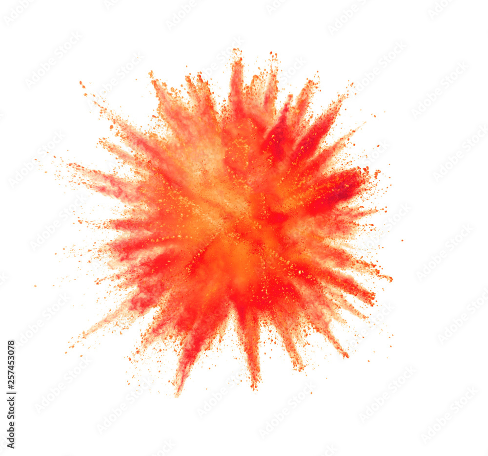 Explosion of colored powder on white background Explosion of colored powder on white background