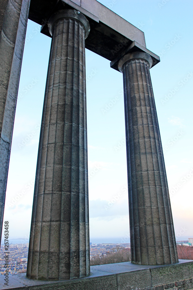 The unfinished National Monument of Scotland, built to commemorate the soldiers of the Napoleonic Wars on Calton Hill, Edinburgh, UK. The unfinished National Monument of Scotland, built to commemorate the soldiers of the Napoleonic Wars on Calton Hill, Edinburgh, UK.