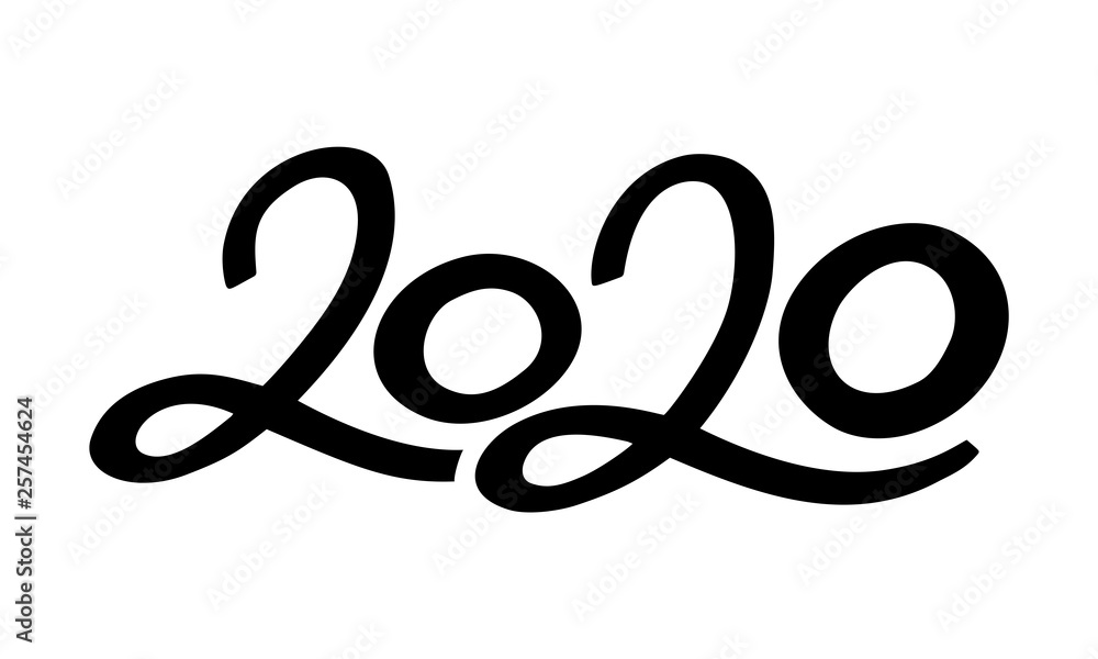 Lettering design element. 2020 handwritten isolated on a white background. Lettering design element. 2020 handwritten isolated on a white background.