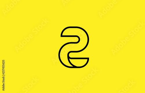 yellow black line number 2 logo company icon design
