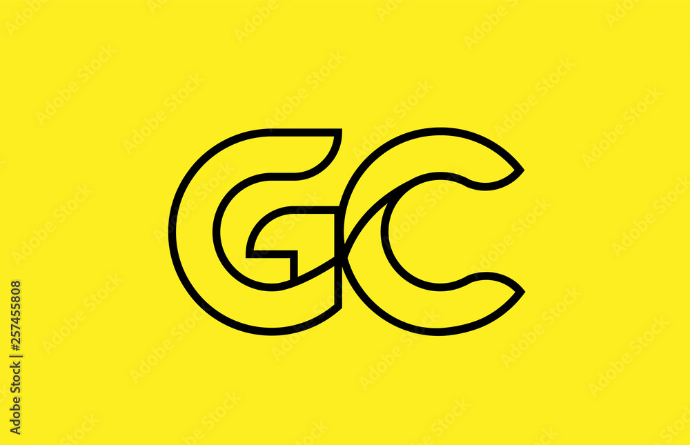 yellow black line alphabet letter GC G C logo combination company icon design yellow black line alphabet letter GC G C logo combination company icon design