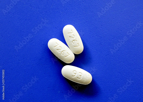 Metformin prescription pills with identification numbers .Diabetes oral medicine.  photo