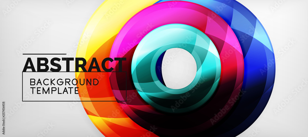 Modern geometric circles abstract background, colorful round shapes with shadow effects Modern geometric circles abstract background, colorful round shapes with shadow effects