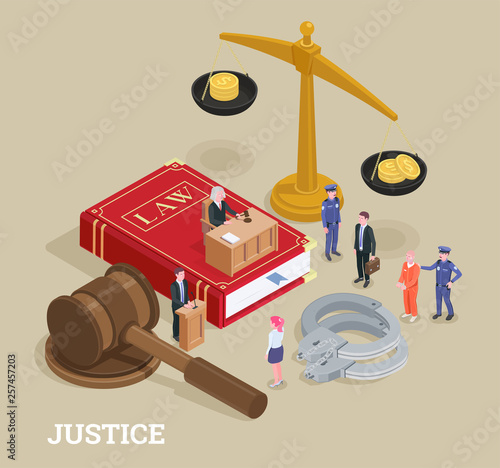 Justice Isometric Law Concept