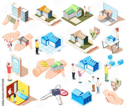 Real Estate Augmented Reality Isometric Icon Set