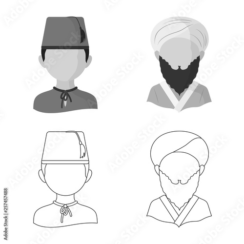 Isolated object of imitator and resident symbol. Set of imitator and culture stock vector illustration.
