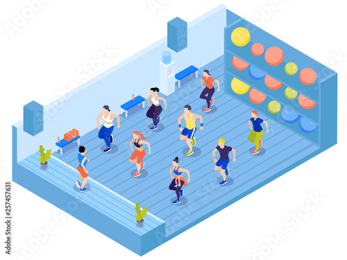 Aerobics Isometric Illustration