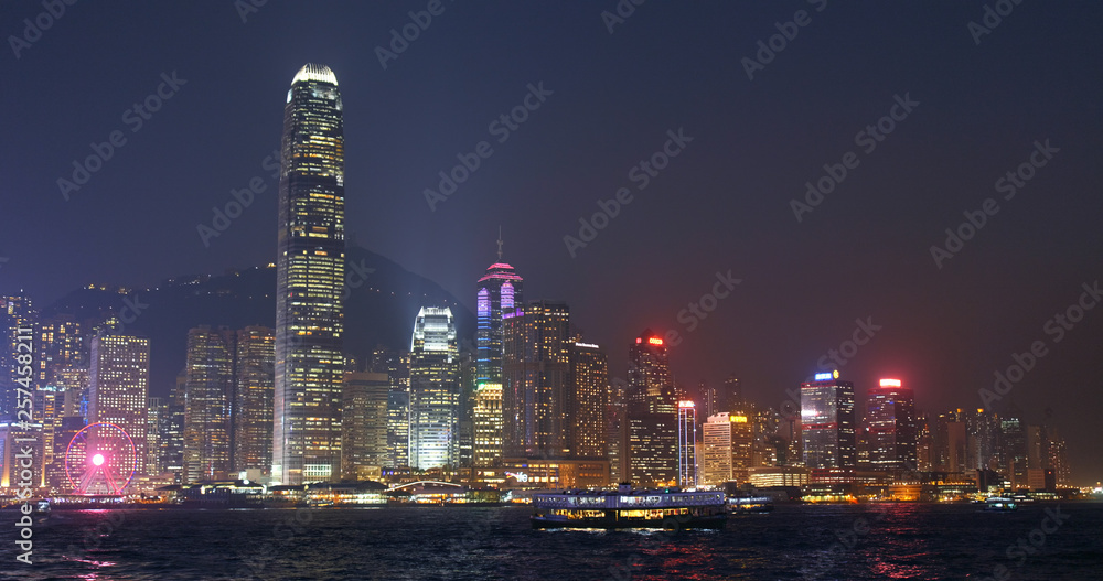 Obraz premium Hong Kong harbor sunset