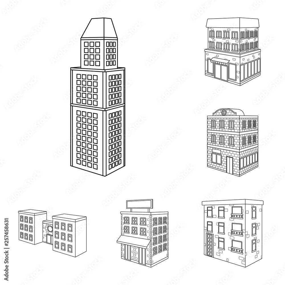 Vector illustration of home and apartment symbol. Set of home and modern stock vector illustration.