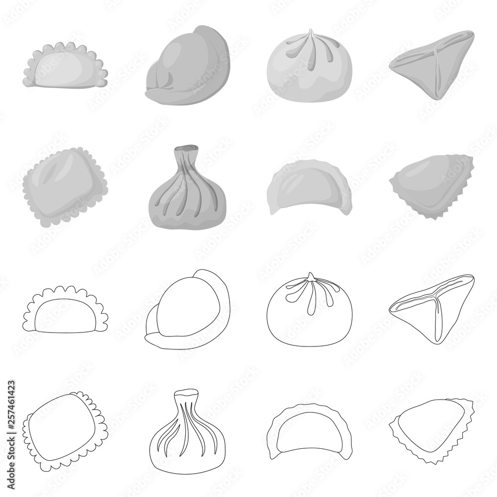 Isolated object of products and cooking sign. Set of products and appetizer vector icon for stock. Isolated object of products and cooking sign. Set of products and appetizer vector icon for stock.