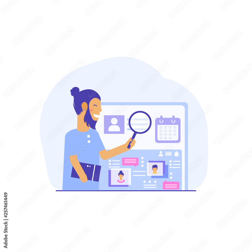 Recruitment concept with characters for social media, documents, employee hiring, web banner, infographics, landing page Recruitment concept with characters for social media, documents, employee hiring, web banner, infographics, landing page