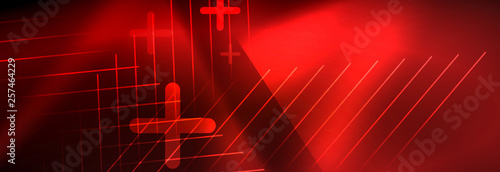 Neon glowing techno lines, hi-tech futuristic abstract background template with lines