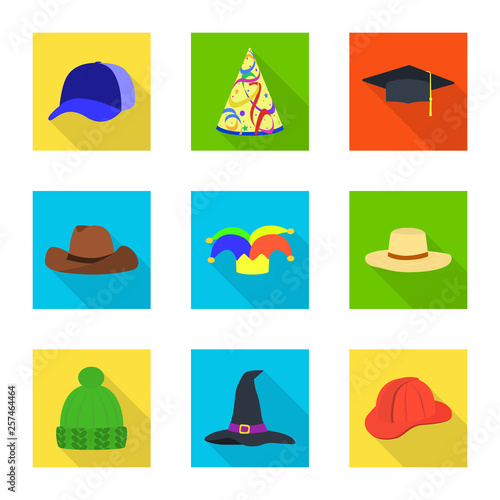 Vector design of fashion and profession icon. Set of fashion and cap stock vector illustration.