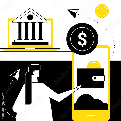 Online banking - flat design style vector illustration