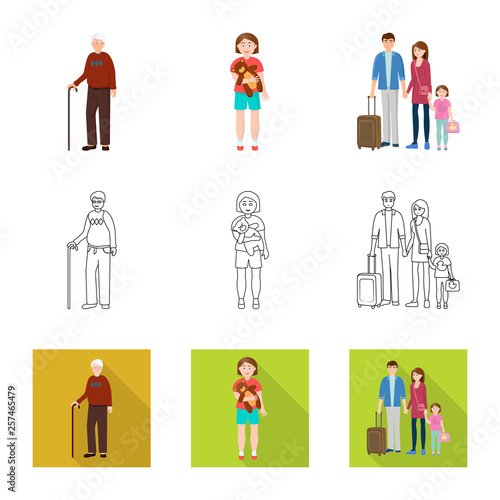Isolated object of character and avatar logo. Set of character and portrait vector icon for stock.