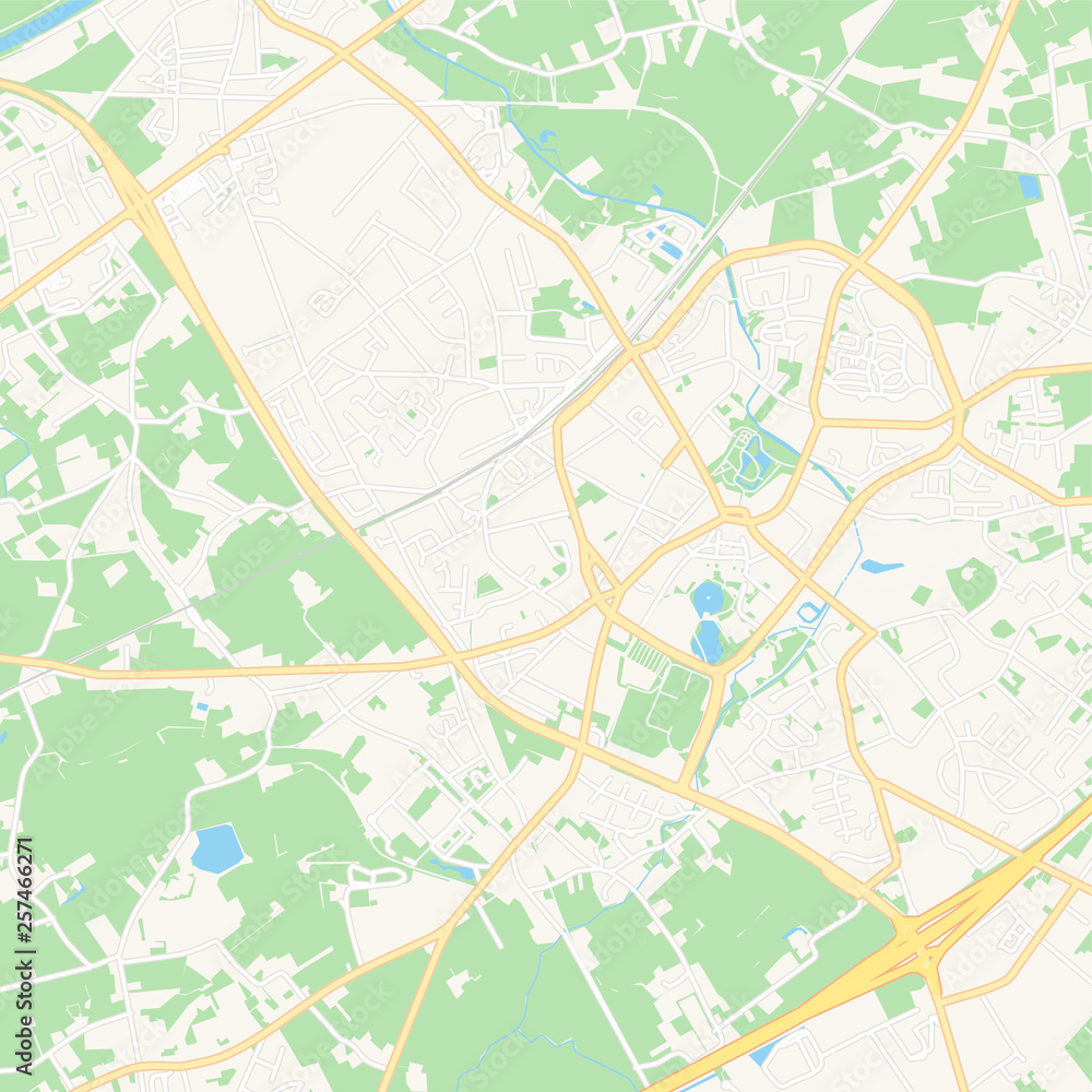 Fototapeta premium Waregem, Belgium printable map