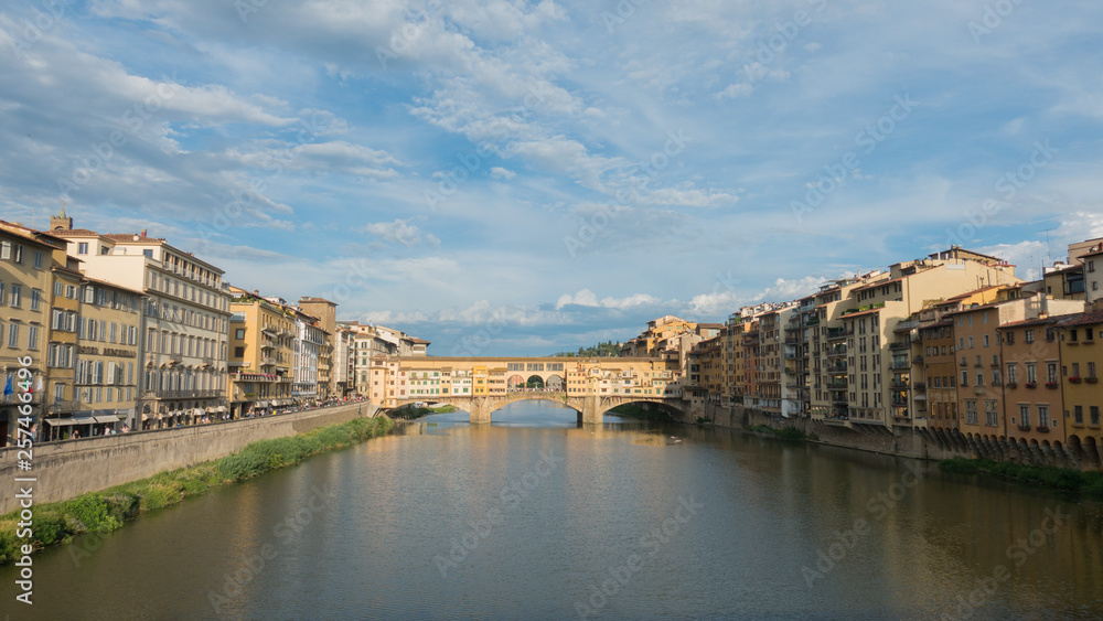 The famous bridge in Florence. Italian cityscape.