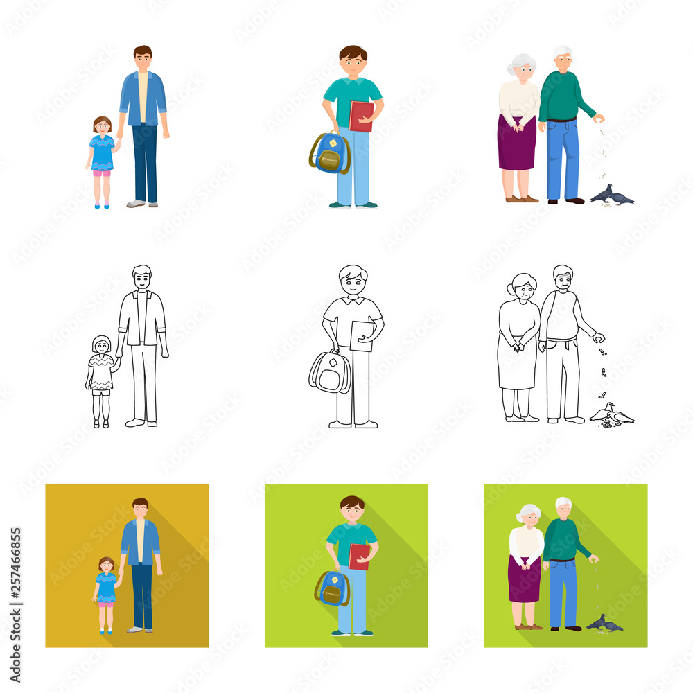 Vector illustration of character and avatar logo. Set of character and portrait stock vector illustration. Vector illustration of character and avatar logo. Set of character and portrait stock vector illustration.