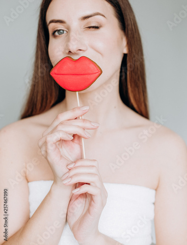 Obraz na płótnie woman big lips joke salon cosmetology.skin