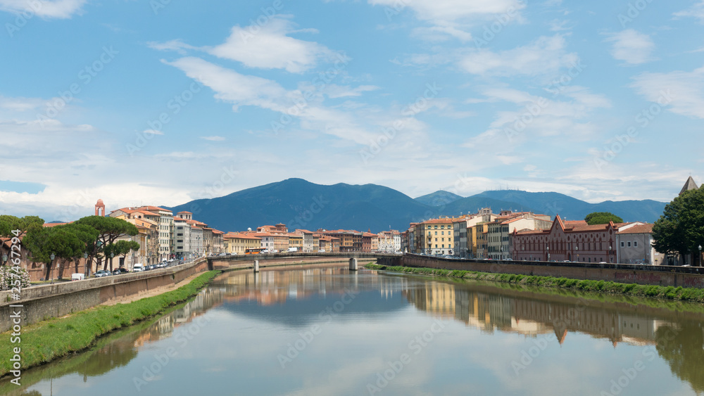 Beautiful landscape in the small Italian town of Pisa.