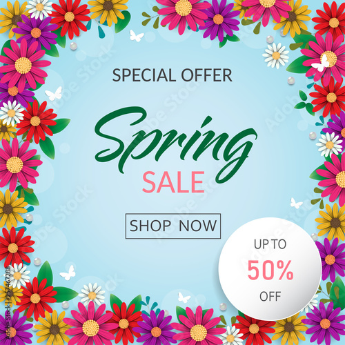 advertising banner beach big blossom botanical bright business cherry blossom clearance colorful concept design discount element end final floral flower foliage fresh holiday hot illustration label la