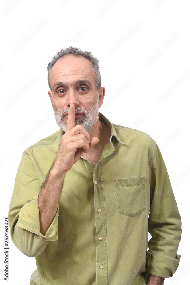 man doing in silent silence with fingers