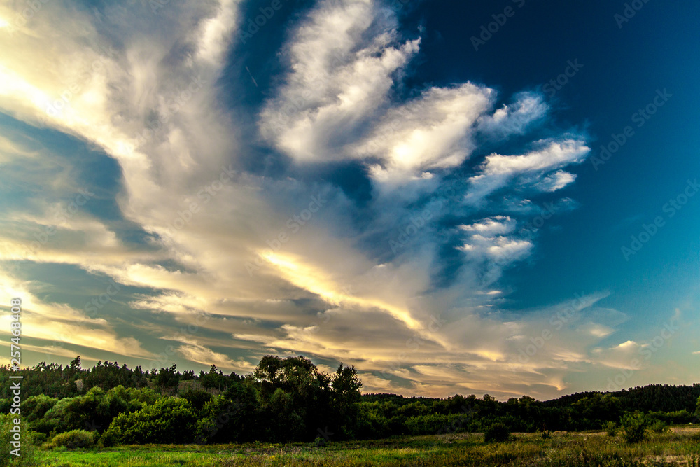 landscape with blue sky and clouds