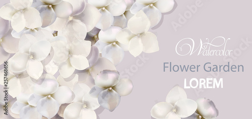 White flowers card watercolor Vector. Beautiful wedding invitation, ceremony,...