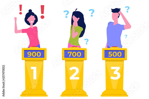 Quiz show concept flat style.  Tv competition. Vector illustration.