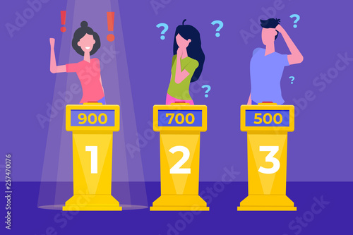 Quiz show concept flat style.  Tv competition. Vector illustration.