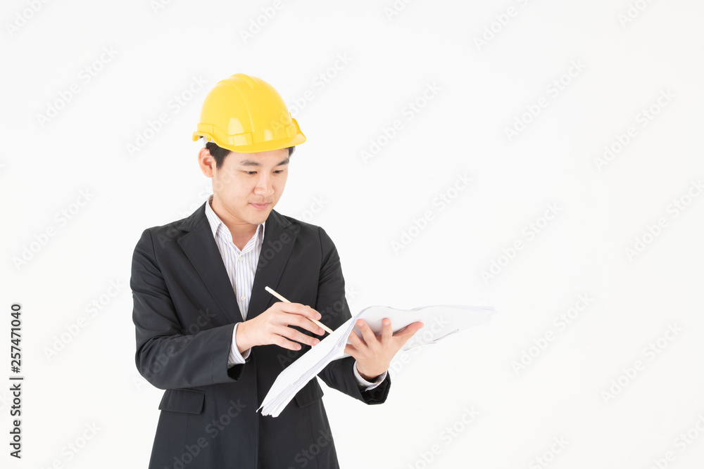 Asian male construction engineer follow up construction progress Asian male construction engineer follow up construction progress