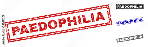 Foto Grunge PAEDOPHILIA rectangle stamp seals isolated on a white background