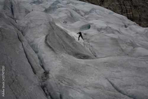 Kayaking and hiking on the Nigardsbreen Glacier,  near Jostedal, Norway. Part of the biggest ice cap in Europe, guide Carlos Caballero.