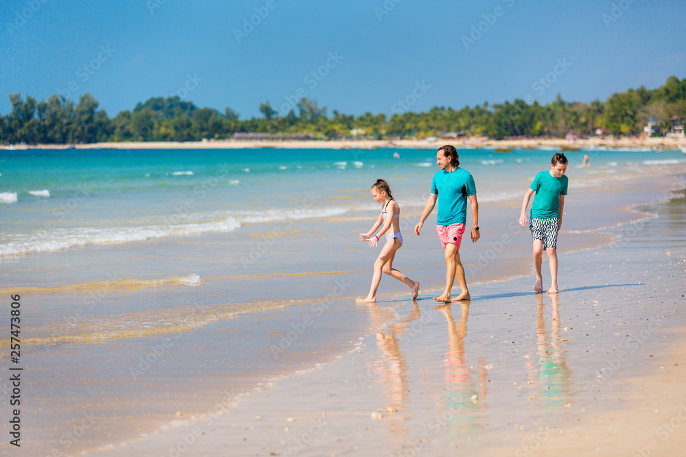 Family at beach in Myanmar