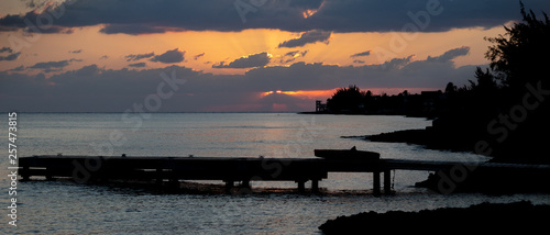 Pier during Caribbean Sunset