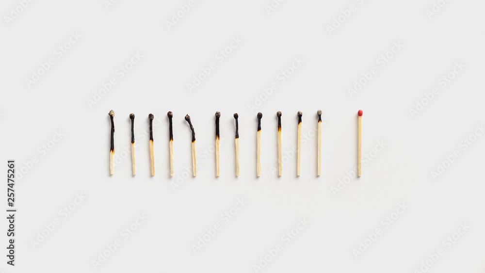 Big matchstick leading group of burnt ones Big matchstick leading group of burnt ones
