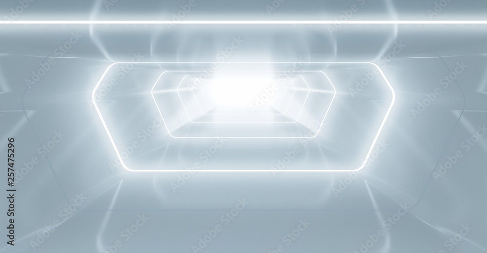 Futuristic tunnel with light, Spaceship corridor. interior view. Future background, business, sci-fi or science concept. 3d rendering Futuristic tunnel with light, Spaceship corridor. interior view. Future background, business, sci-fi or science concept. 3d rendering