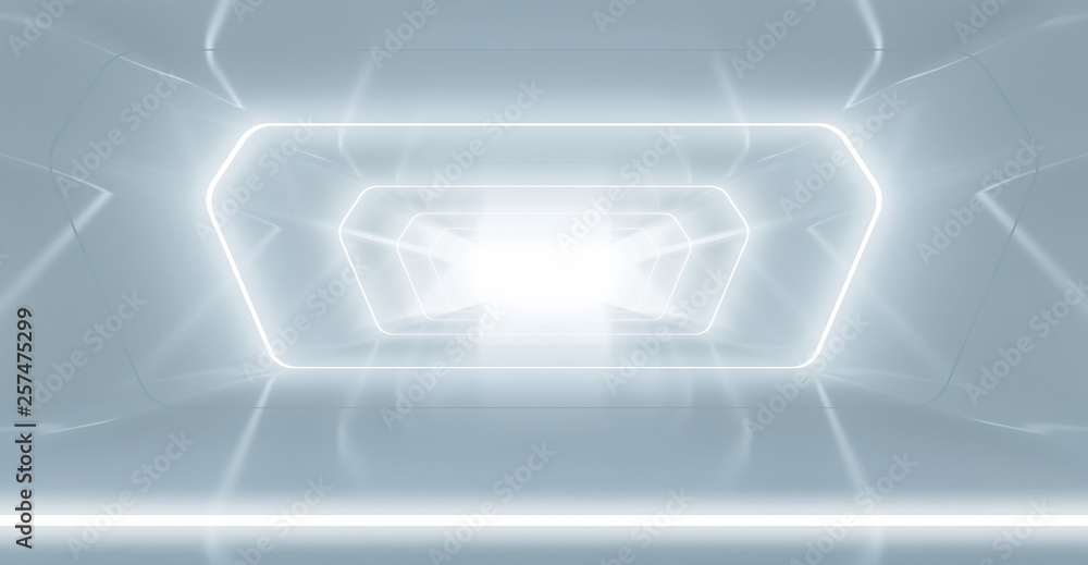 Futuristic tunnel with light, Spaceship corridor. interior view. Future background, business, sci-fi or science concept. 3d rendering Futuristic tunnel with light, Spaceship corridor. interior view. Future background, business, sci-fi or science concept. 3d rendering